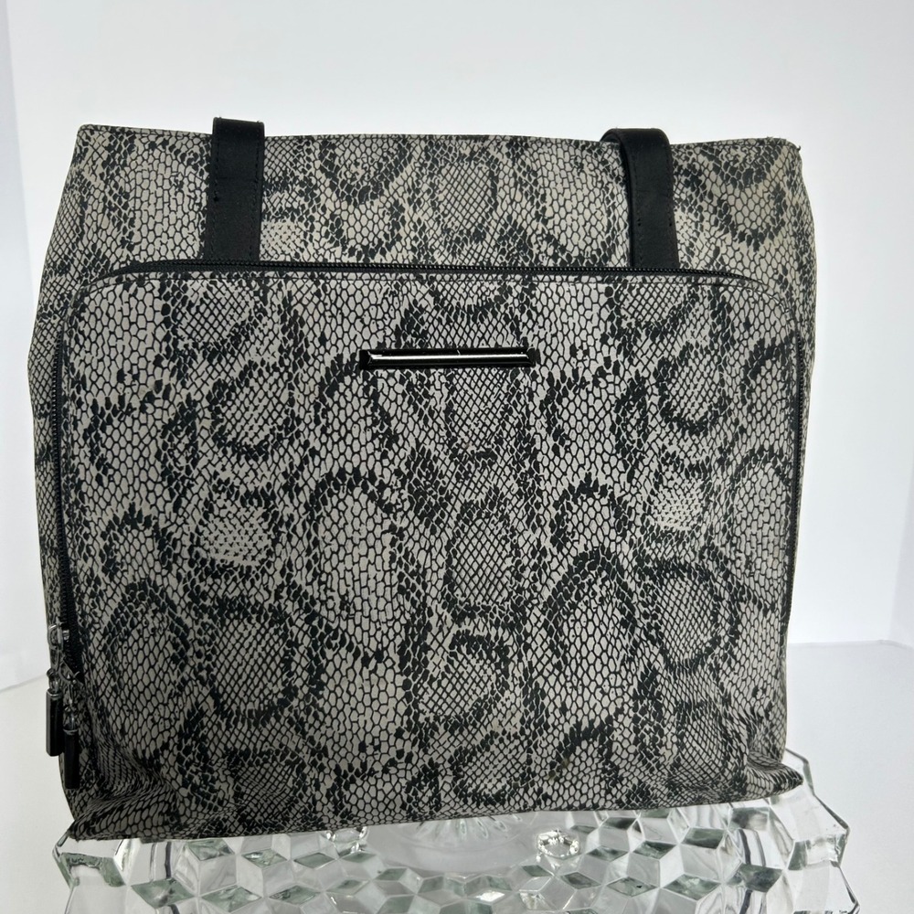 Snakeskin Print Tote Bag Carryall Zipper Pocket Work Travel